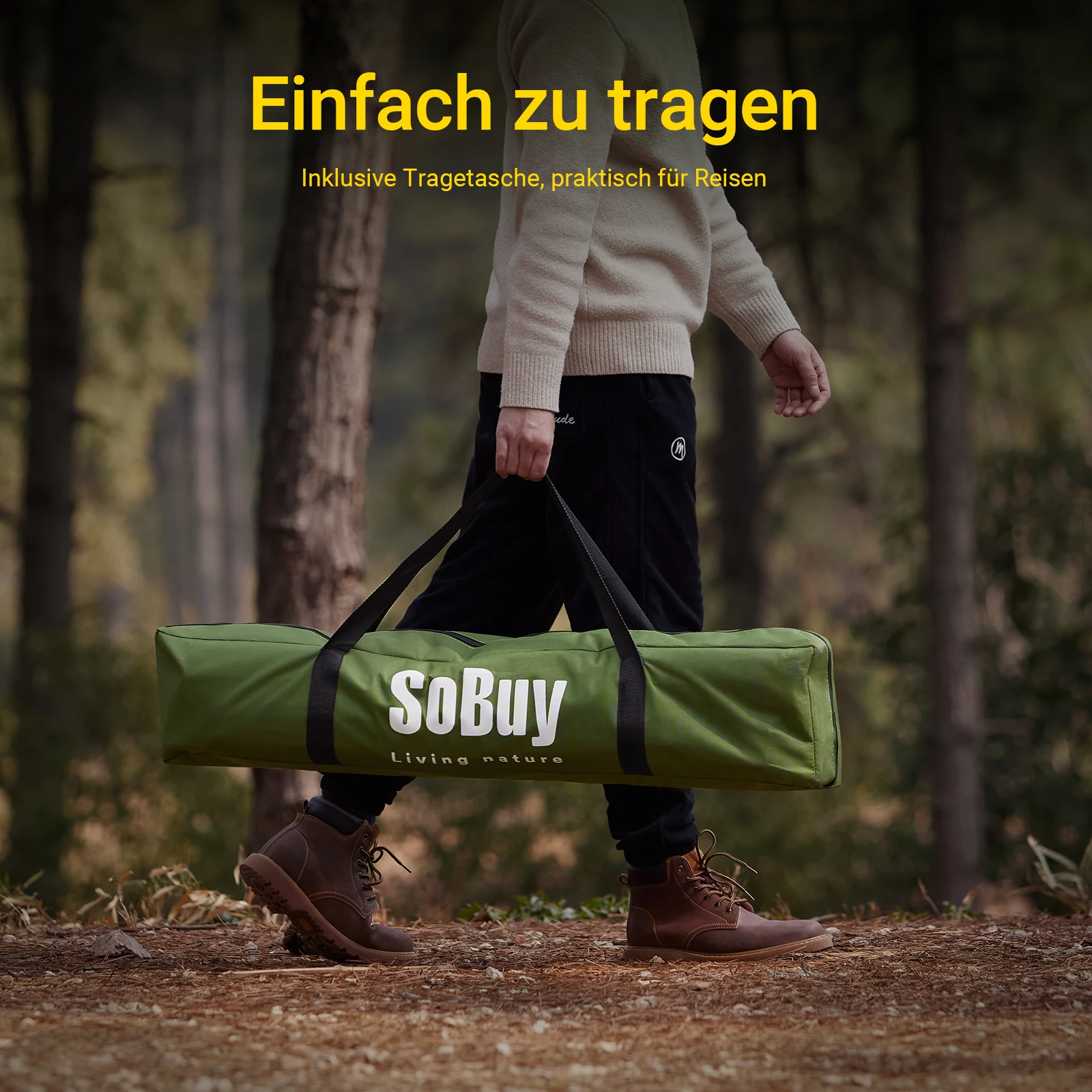 SoBuy OGS32-II Campingzelt Einzelzelt mit Lampenhaken und Schuhaufbewahrungstaschen 2in1-Zelt 1 Person praktische 193x160x86cm – Detail 8