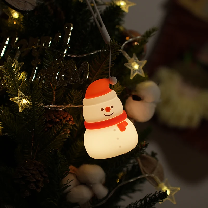 Christmas Snowman Night Light Adjustable Nursery Table Lamp Rechargeable Decorative Beside Lamp For Kids Gift