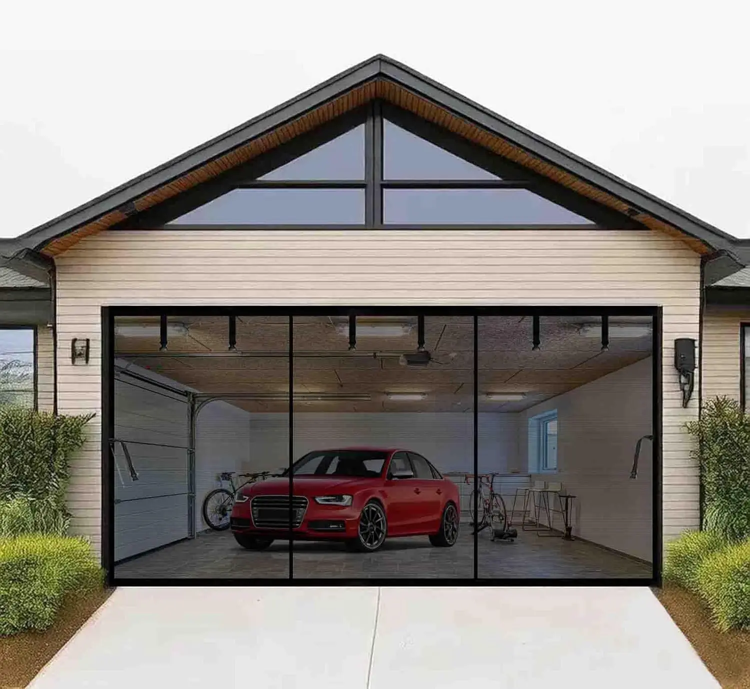 

Magnetic Garage Door Screen 16x12ft Durable Fiberglass Mesh for Car Doors, Pet-Friendly Retractable Curtain