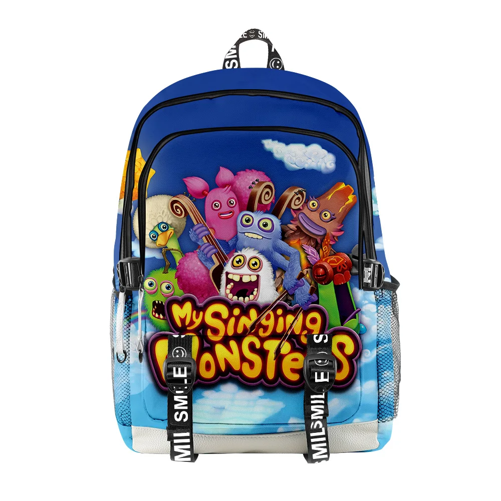 Popular legal meus monstros cantando estudante sacos de escola unisex impressão 3d oxford à prova dwaterproof água notebook multifuncional mochilas viagem