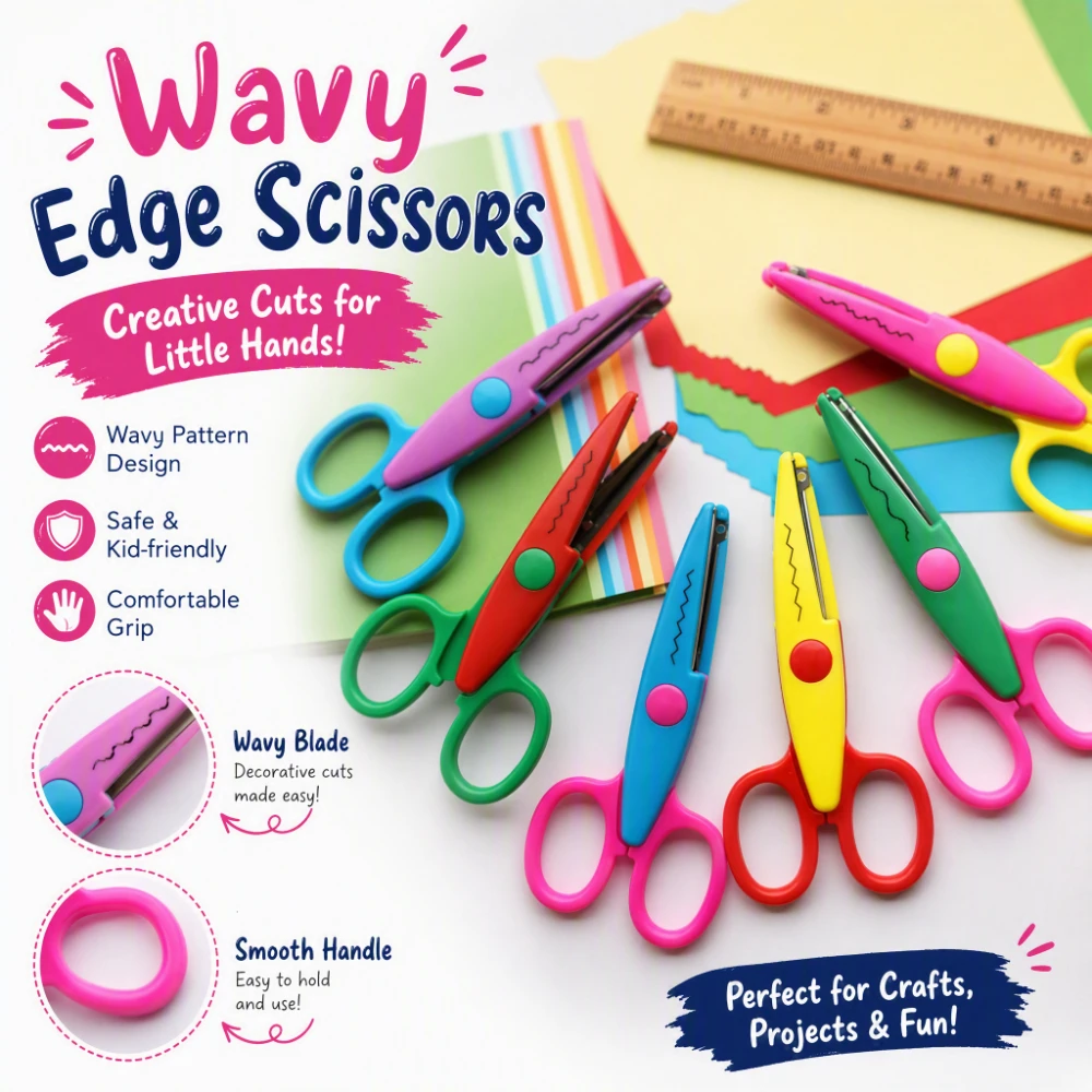 Various Shapes Child Safety Scissors 6Pcs Stainless Steel PPSU Handle Hand‑cut Scissors Kids Scrapbooking Art Craft Supplies