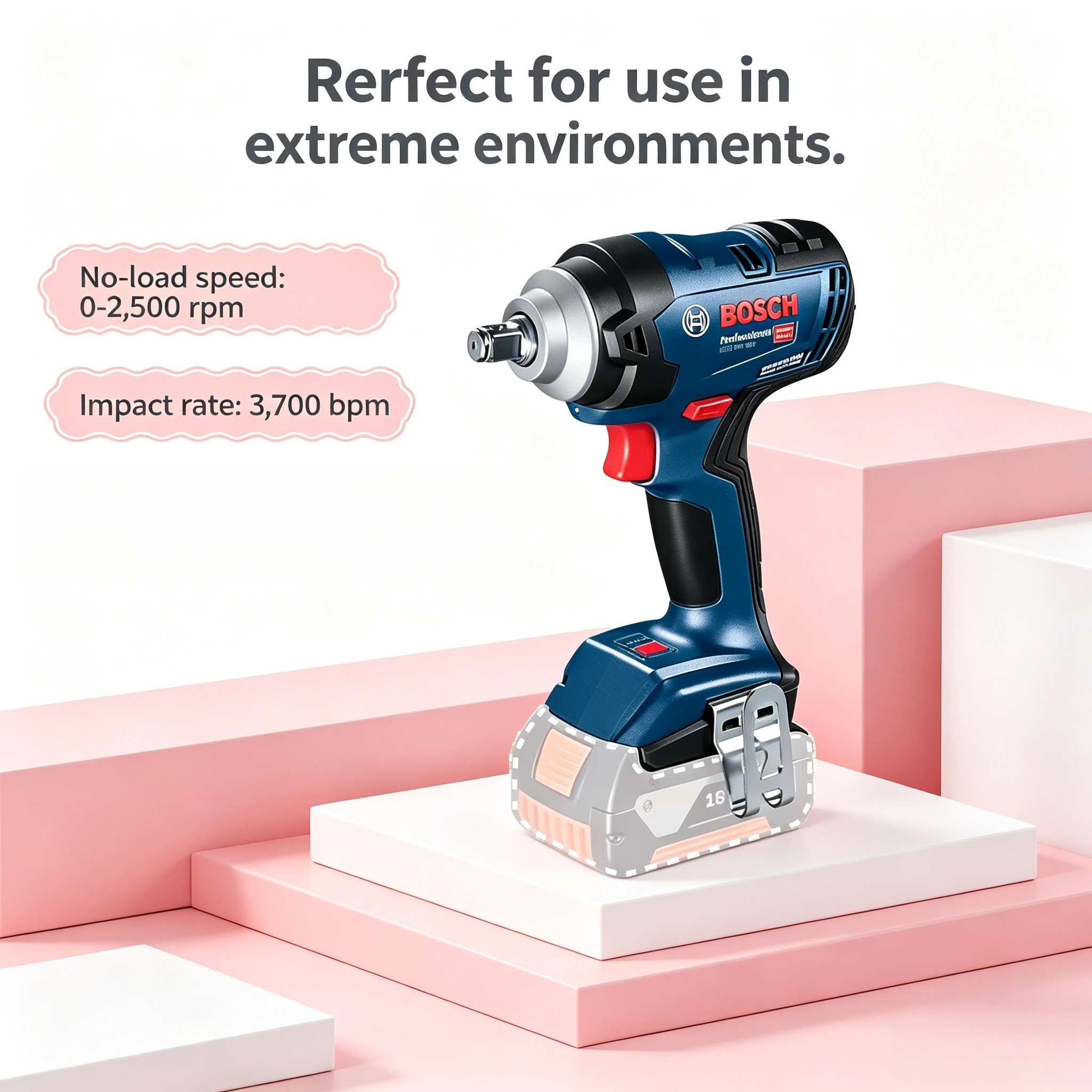 ‌Bosch GDS 18V-400 18V Brushless Impact Wrench Cordless Electric Wrench High Torque Power Tool Professional Lithium-Ion Wrench