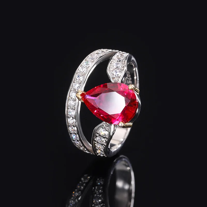 S925 Silver Engagement Colorful Treasure Advanced Texture Creative Horse Eye 8 * 12 Diamond Ring Wholesale for Women's Jewelry