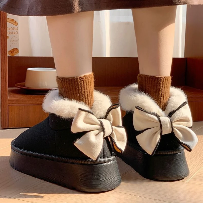 

Пушистая зимняя женская обувь, нескользящая массивная обувь до щиколотки, водонепроницаемые высококачественные плюшевые теплые женские зимние ботинки Y2k