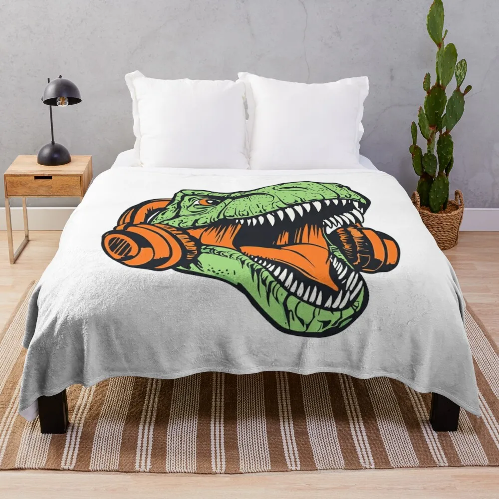 Dinosaur DJ: T-Rex with Headphones Throw Blanket Fashion Sofas for winter Luxury St Decorative Throw Blankets