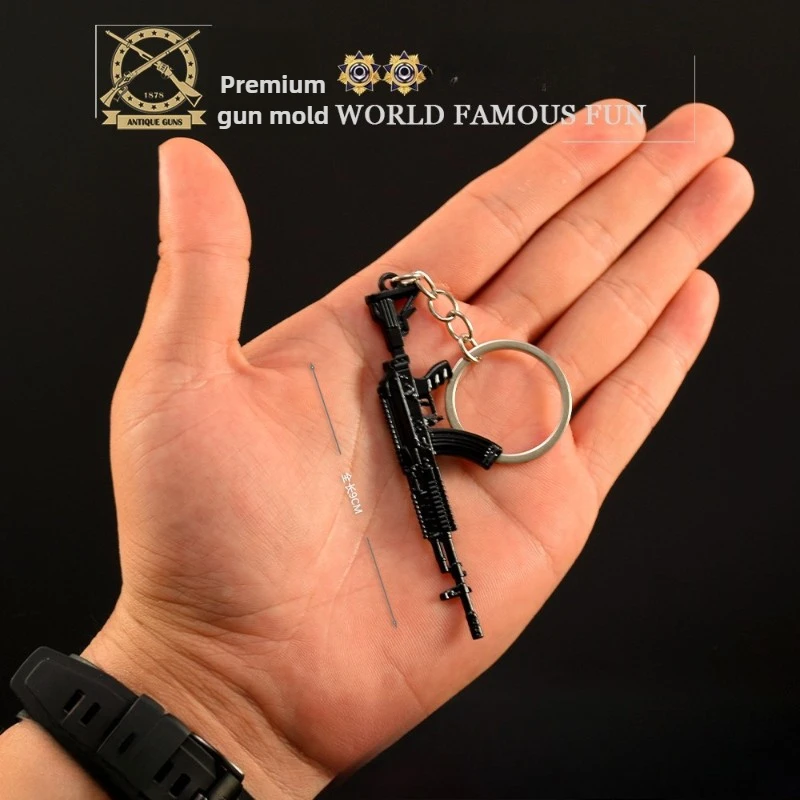 9cm/3.54in Game Peripherals Hot Weapons Metal Mini Gun Keychain Barrett AKMT88 Sniper Rifle STG44 Backpack Pendants Crafts Gifts