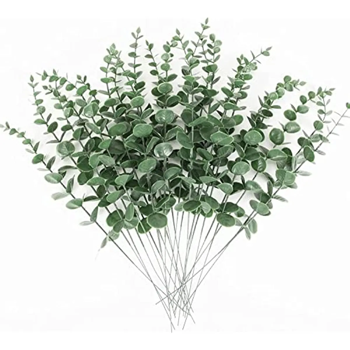 24 Pcs Artificial Eucalyptus Stems 15 Inch Faux Eucalyptus Leaves Stems Faux Eucalyptus Branches, Real Touch Fake Silver Dollar