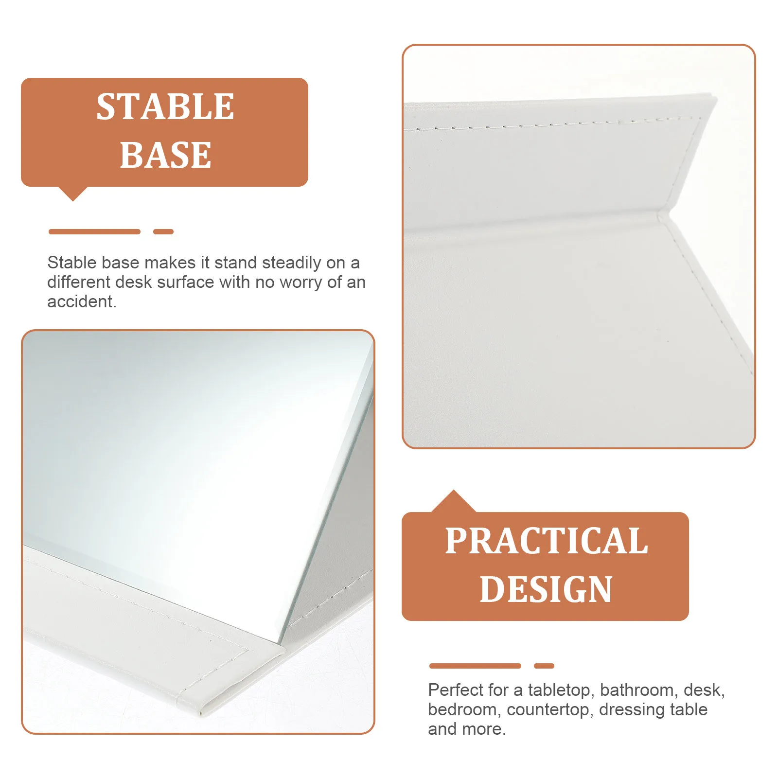 مرآة صغيرة من Alipis للسفر المكتبي، مرآة تجميل محمولة قابلة للطي من الزجاج باللون الأبيض المضاء على سطح الطاولة #6