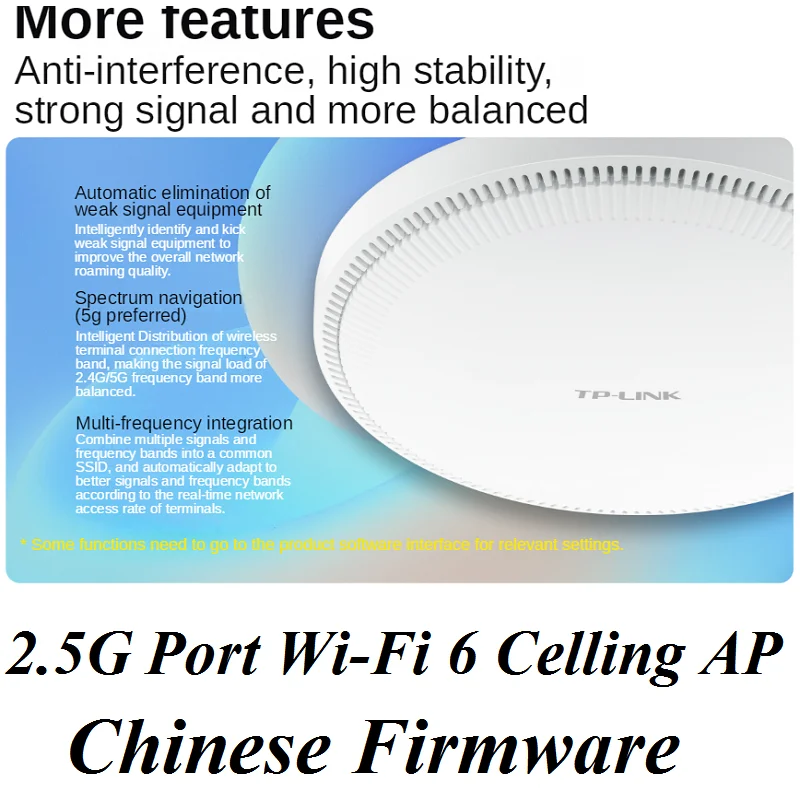 

2.5G Port Wi-Fi6 Celling AP 802.11AX WiFi6 Wireless Indoor PoE AP, 2.4GHz 1147M 5GHz 4804M, 2500M RJ45, Wi-Fi 7E, Chin-Firmware