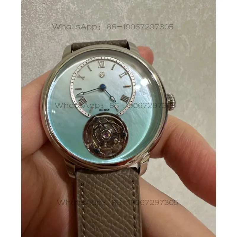 Tourbillon Mechanical Men's Leisure Watch Custom Suspended Shell Mother Shell