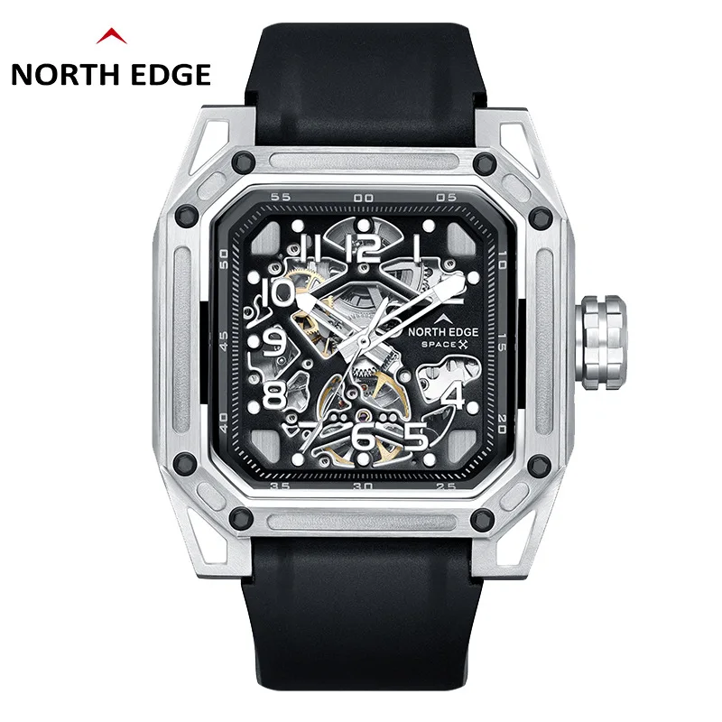 2025 Ruby Hollow Watch Fully Automatic Mechanical Seagull Movement Waterproof 100m Men's Watch Stainless Steel Square