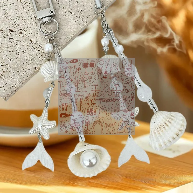 Phone Accessories Chain - Gantungan ponsel berbentuk bintang laut, kerang,