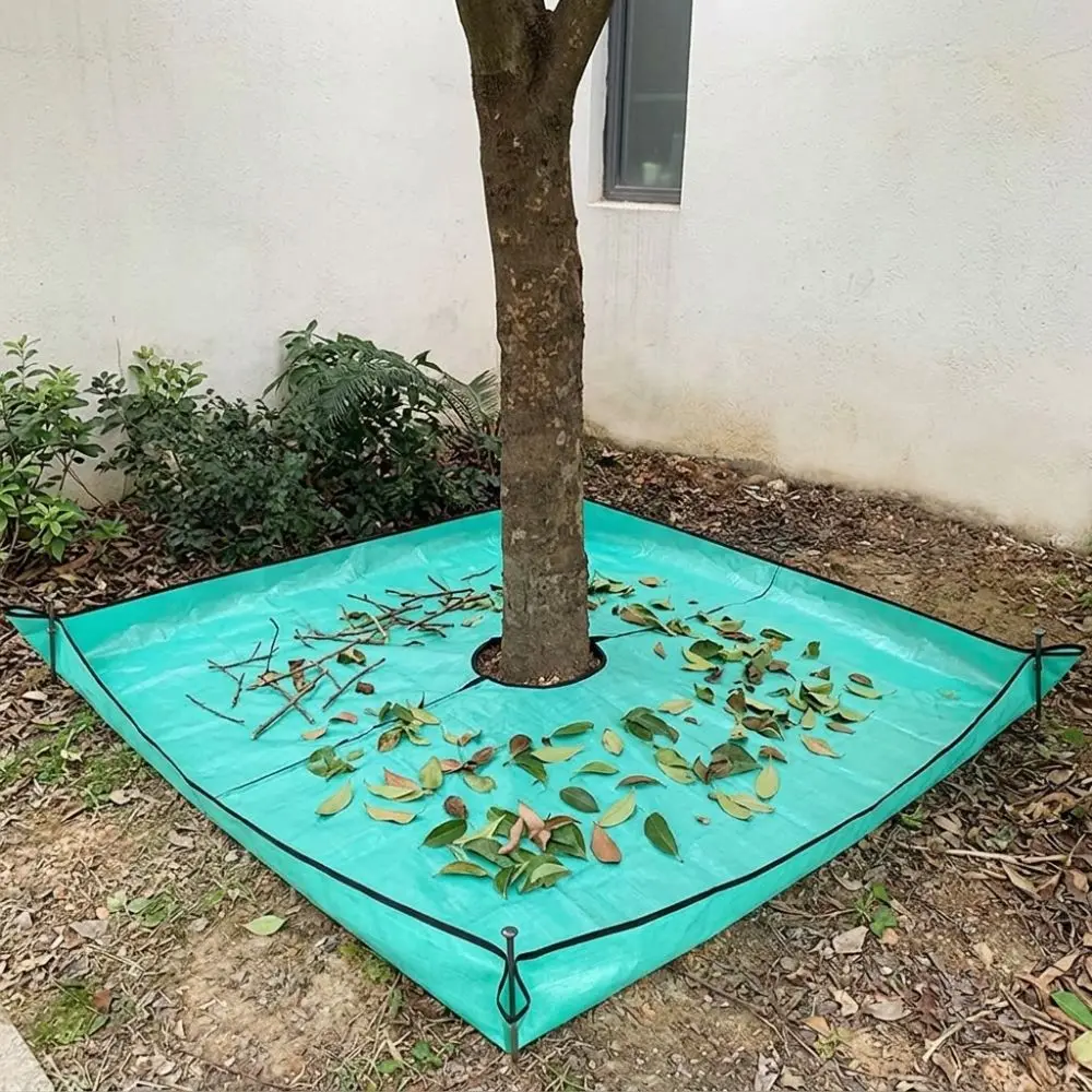 Waterproof Tree Trimming Drop Cloth Corner Grommets Center Hole Garden Leaf Collection Mat PE Tear Resistant Tree Pruning Sheet