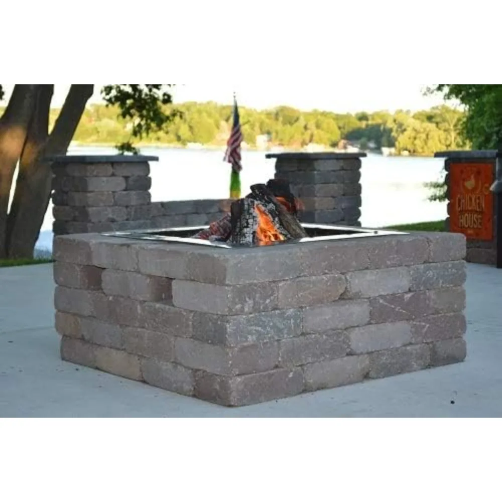 

Heavy Duty Stainless Steel Fire Pit Ring Insert for Outdoors - 24" Square Insert, 32" Outside Flange