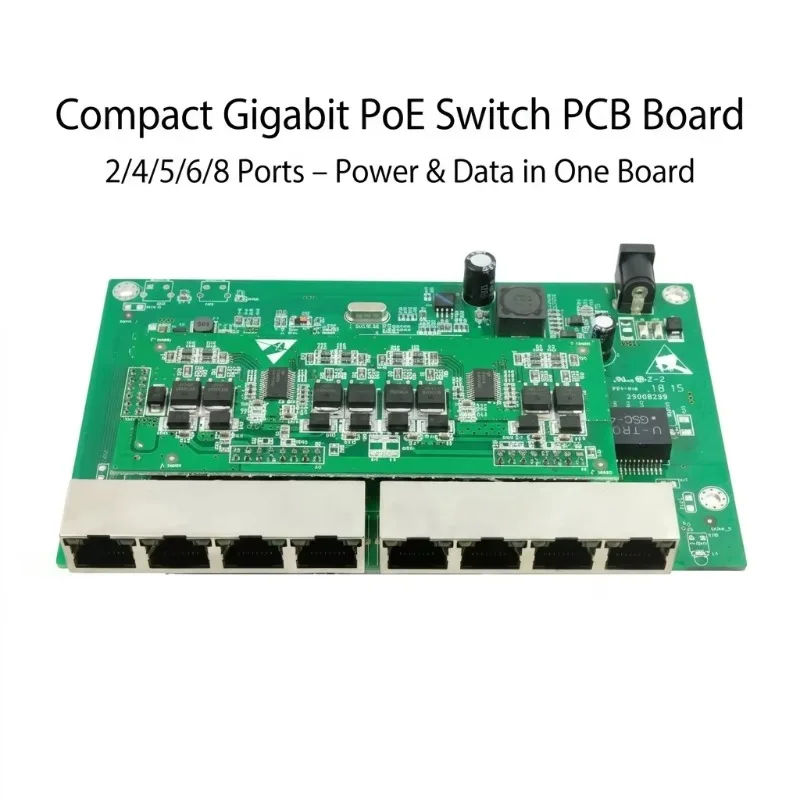 Multi Port 1000M Ethernet PoE Switch PCB Module 2 4 5 6 8 Channel Gigabit Network Circuit Board For Security Monitoring System