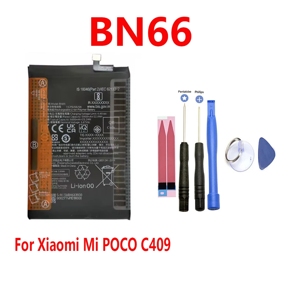 2026 Year BN66 6000mAh For Xiaomi Mi POCO C40 Mobile Phone Battery + Free Tools