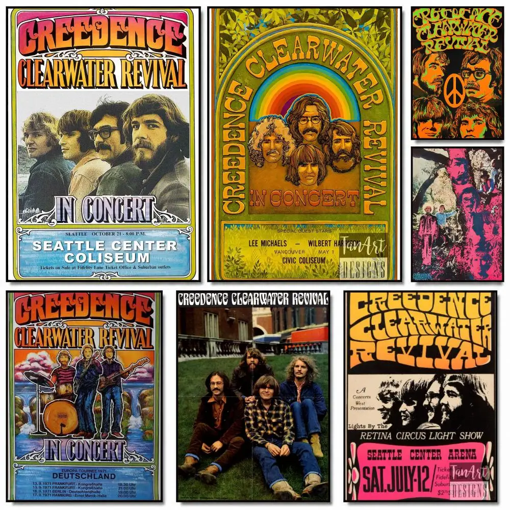 band C-Creedence Clearwater Revival-L Poster Removable Wall Sticker for Home Cafe Bar Office Interior Decor