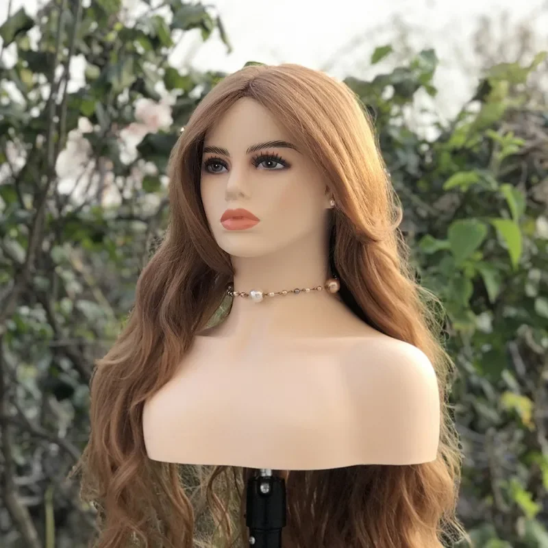 Cabeza de maniquí femenino realista con hombros, cabezas de muñeca de plástico para pelucas, pendientes, sombrero, exhibición de gafas de sol