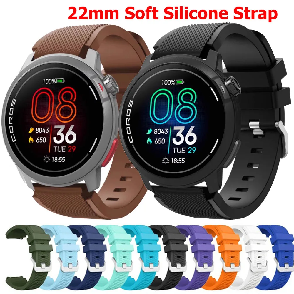 22mm Sports Silicone Strap For Coros Pace 3 Soft Breathable Fashion Watchband For COROS APEX 46mm/APEX Pro/APEX 2 Pro Bracelet