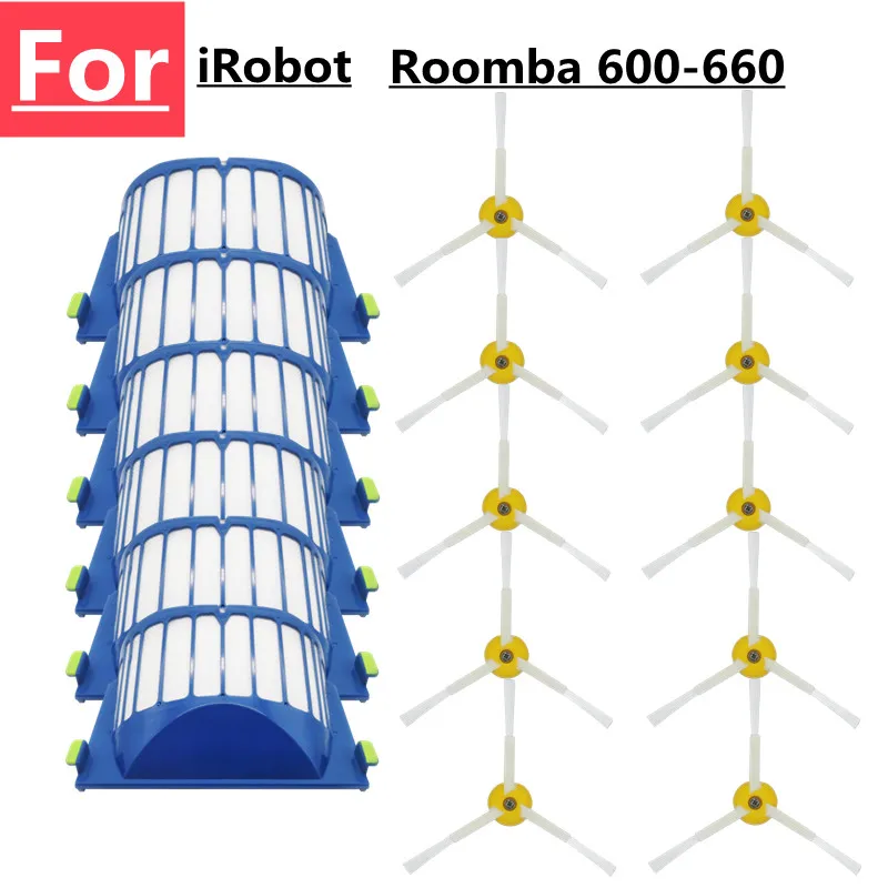 交換部品アイロボットルンバ600シリーズ610 620 625 630 650 660真空ビーター毛ブラシ + エアロvacのフィルター + サイドブラシ