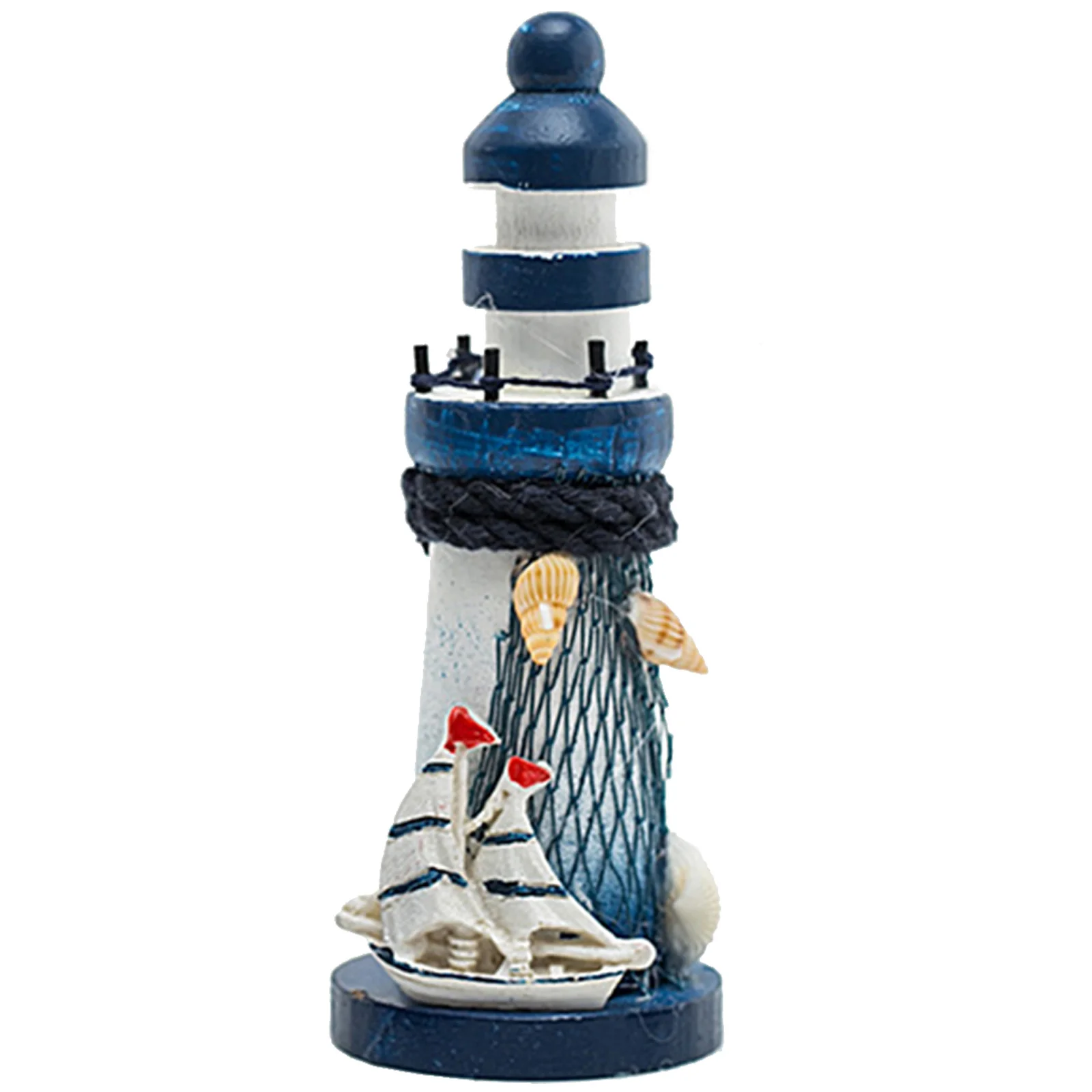 

1Pcs Wooden Lighthouse Ornament Mediterranean Style Exquisite Unique Home Decor Ocean Seabird Design Lighthouse Ornament