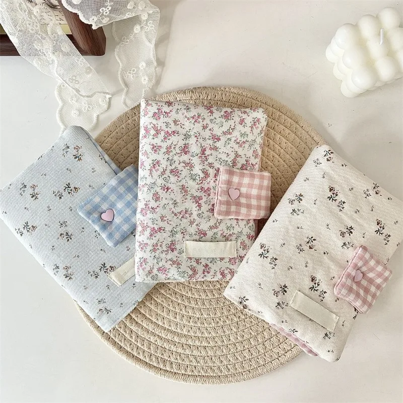 A6 Handmade Floral Print Clover Book Jacket Book Cover Portable Ledger Notepad Diary Protective Case