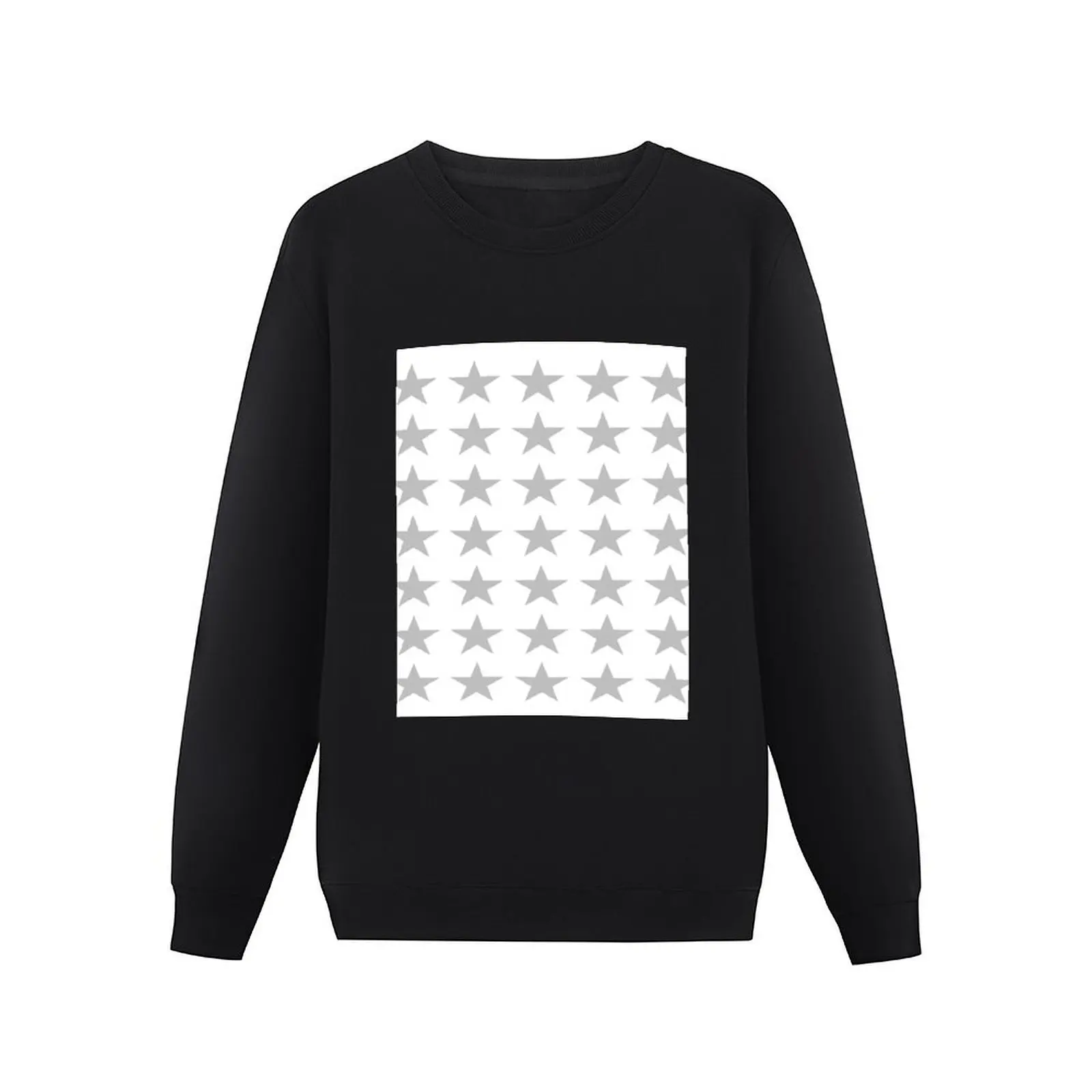 Medium SILVER GREY and WHITE STARS Pullover Hoodie japanese style sweatshirt