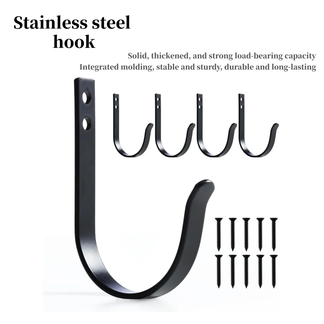 10 schwarze Wandhaken, 20 Schrauben, vielseitig einsetzbar, geeignet für Handtücher, Schlüssel, Bademäntel, Schals, Taschen, Hüte, Tassen, Kleidung.