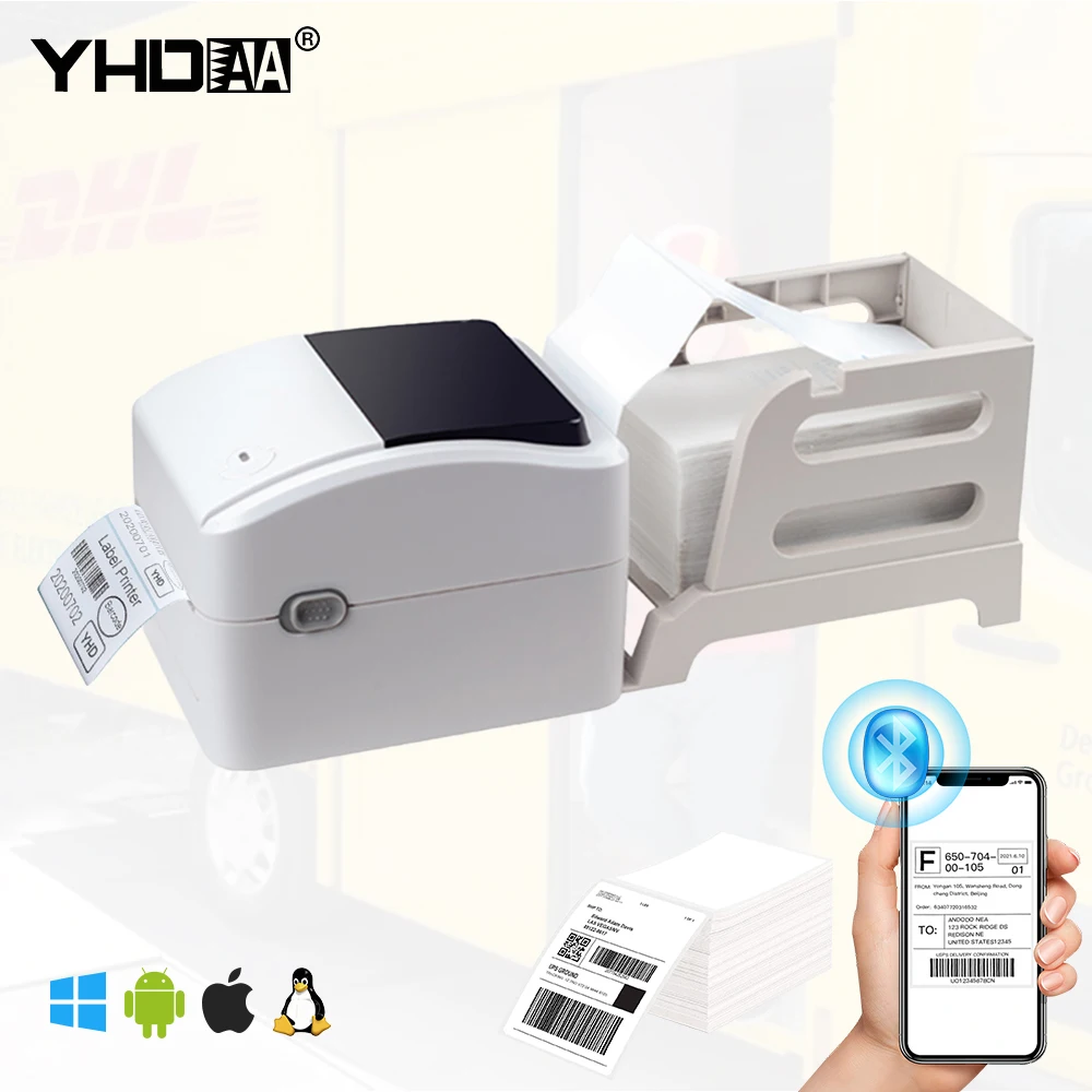

110mm FBA Label Printer Thermal Printer Adhesive Sticker Shipping Label Printer 4x6 Inch Direct Thermal For Business Use.