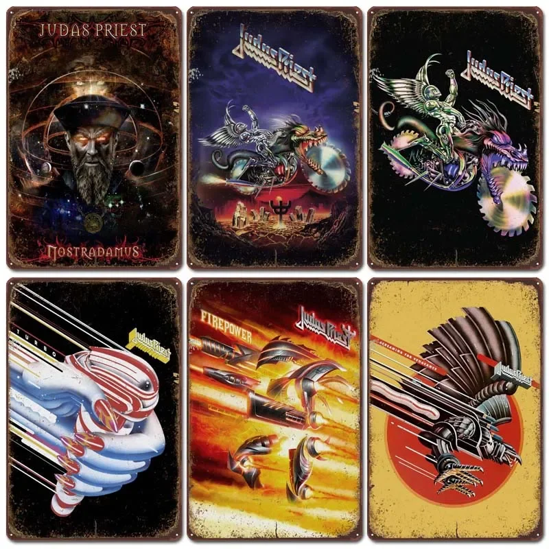 J-Judas P-Priest Tin Plaque Metal Posters Room Decor Metal Signs Vintage for Games Room Bar Wall Decoration Home and Decoration