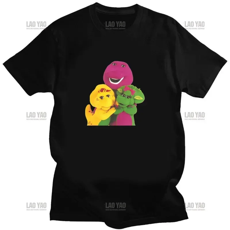 Animated Tshirt New Barney Dinosaur and Friends Cartoon Men Ladies Kawaii Summer Short Sleeve Tee Quick Dry T-shirt Boy Clothing