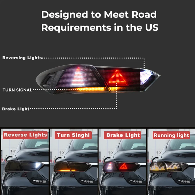 Car LED Tail Light Assemblies For Toyota Camry 8 Gen 2018-2023  RGB Auto Fog DRL Brake Turn Signal Lamp Plug and Play