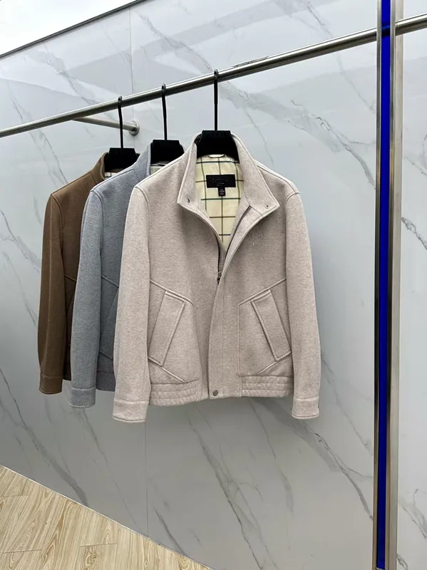 

Italian LP men's clothing mohair 25 autumn and winter stand-up collar simple casual light luxury old money style jacket