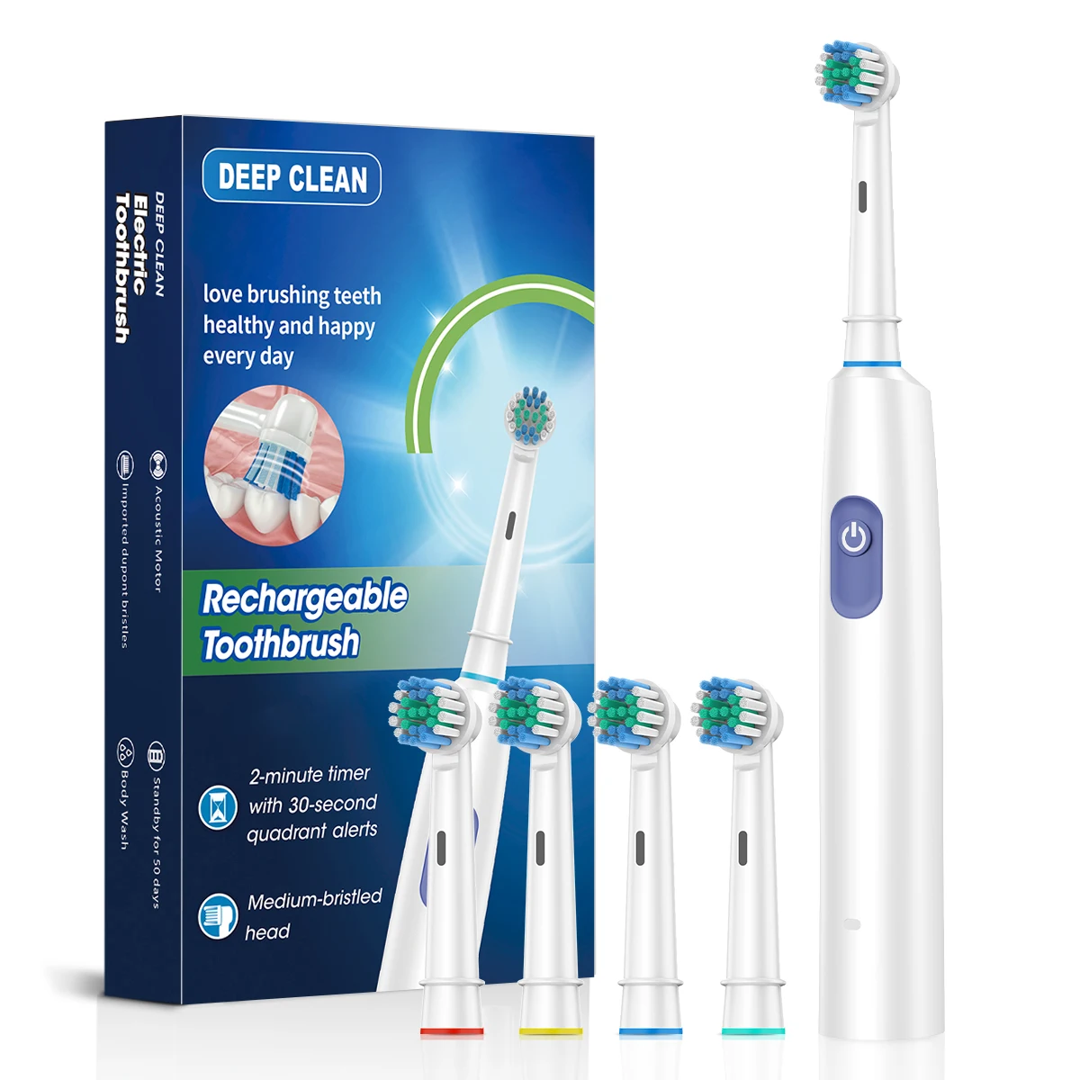 New 2025 Rotating electric toothbrush Adult Timer Brush 5 Mode USB Charger Rechargeable Tooth Brushes 4Replacement Heads Set