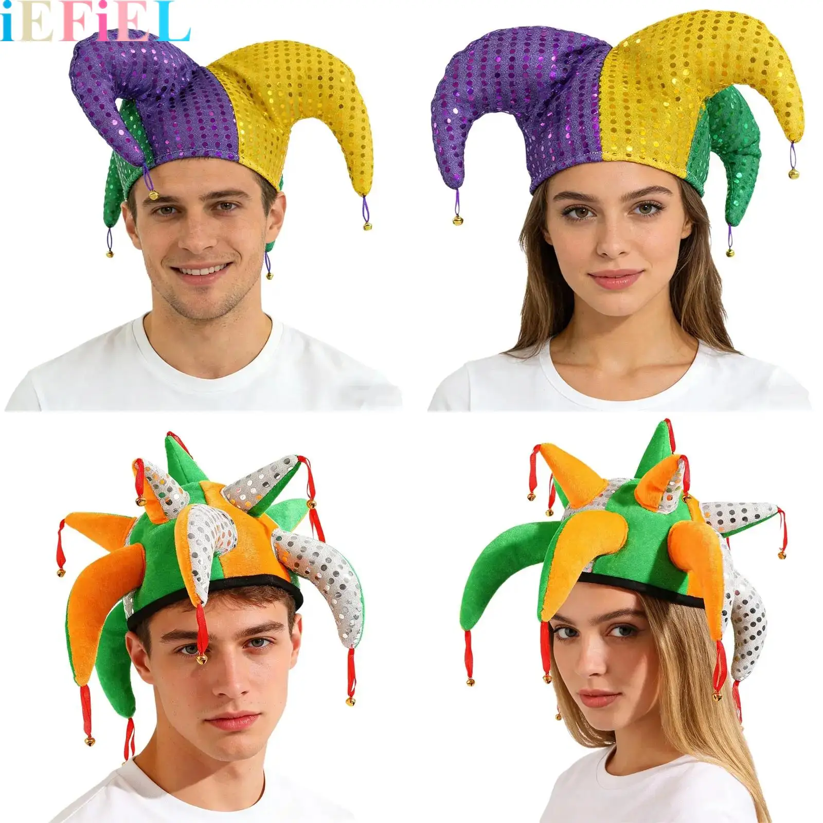 

Party Clown Jester Hat Bells Decor for Mardi Gras Carnival Themed Party Prop Halloween Costume