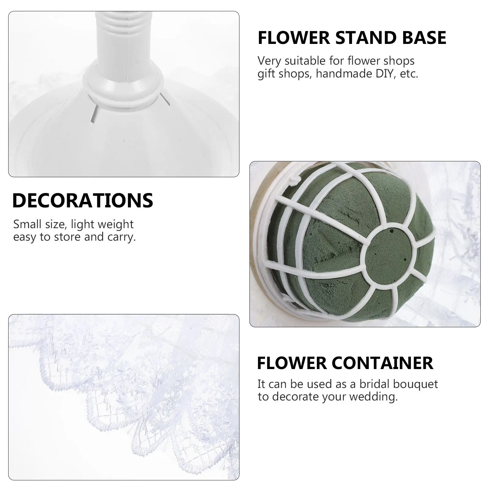 

Green Mud Wedding Bouquet Holders Lace White Premium Material Lightweight Portable Floral Arrangement Supplies Bride Stalk Base