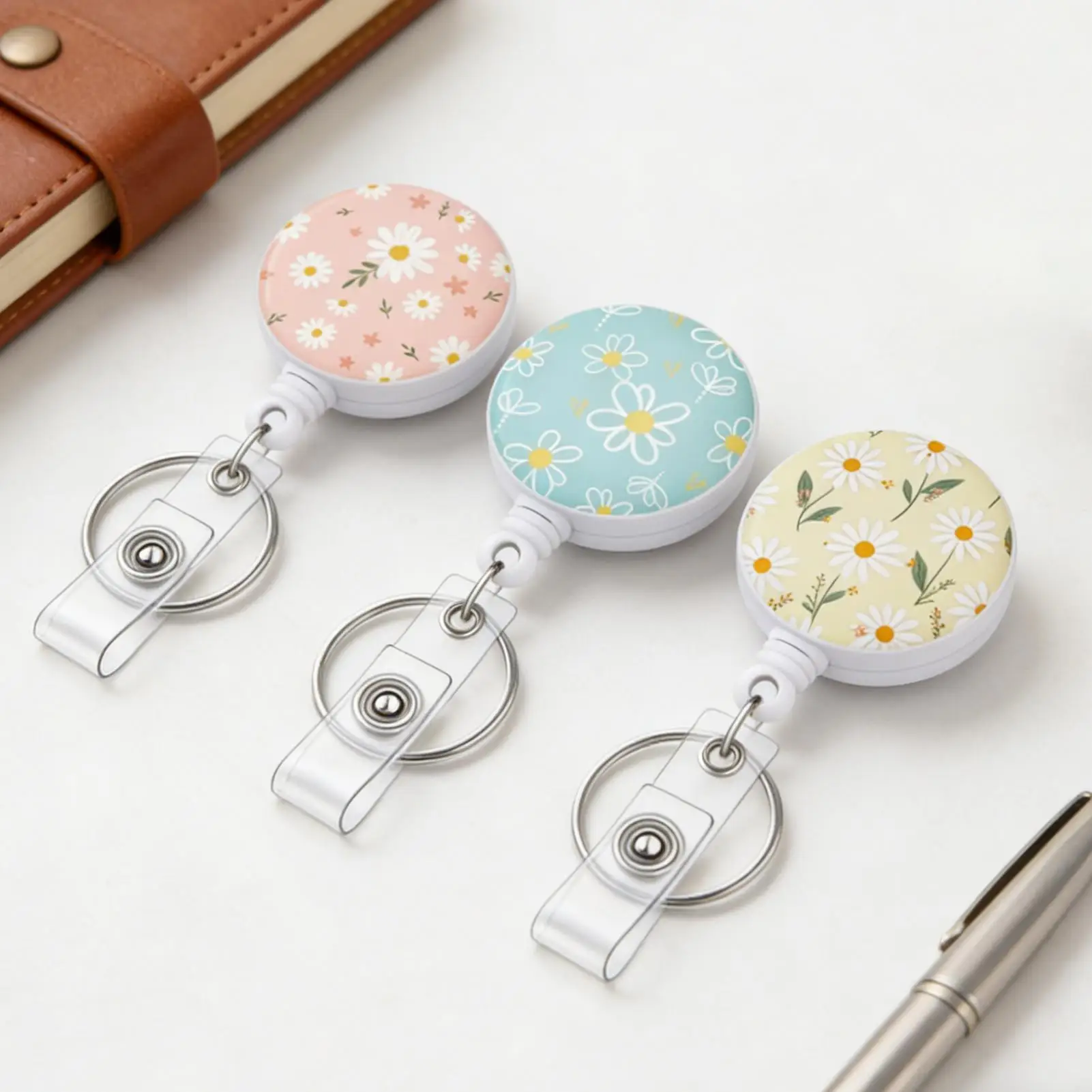 Retractable Badge Holders 3 Pieces Clear Window Quick Access Work Badge Holder With Retraction for Nurse Teachers Students