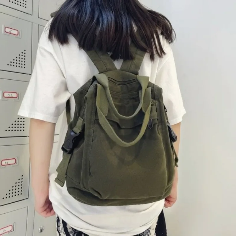 Japanese Casual Women Backpack Multi-Functional Handbag College Students School Bags Travel Rucksack Retro Canvas Daypack