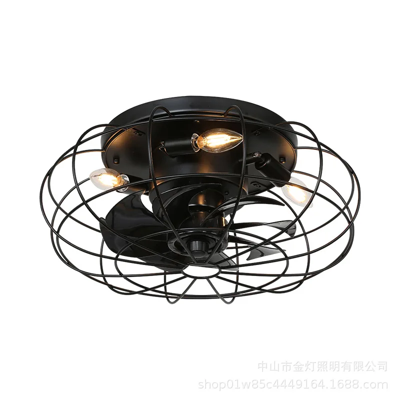 American Industrial Style New Bedroom Ceiling Fan Light Ceiling Fan Light Remote Control 110V Ceiling Fan with Light