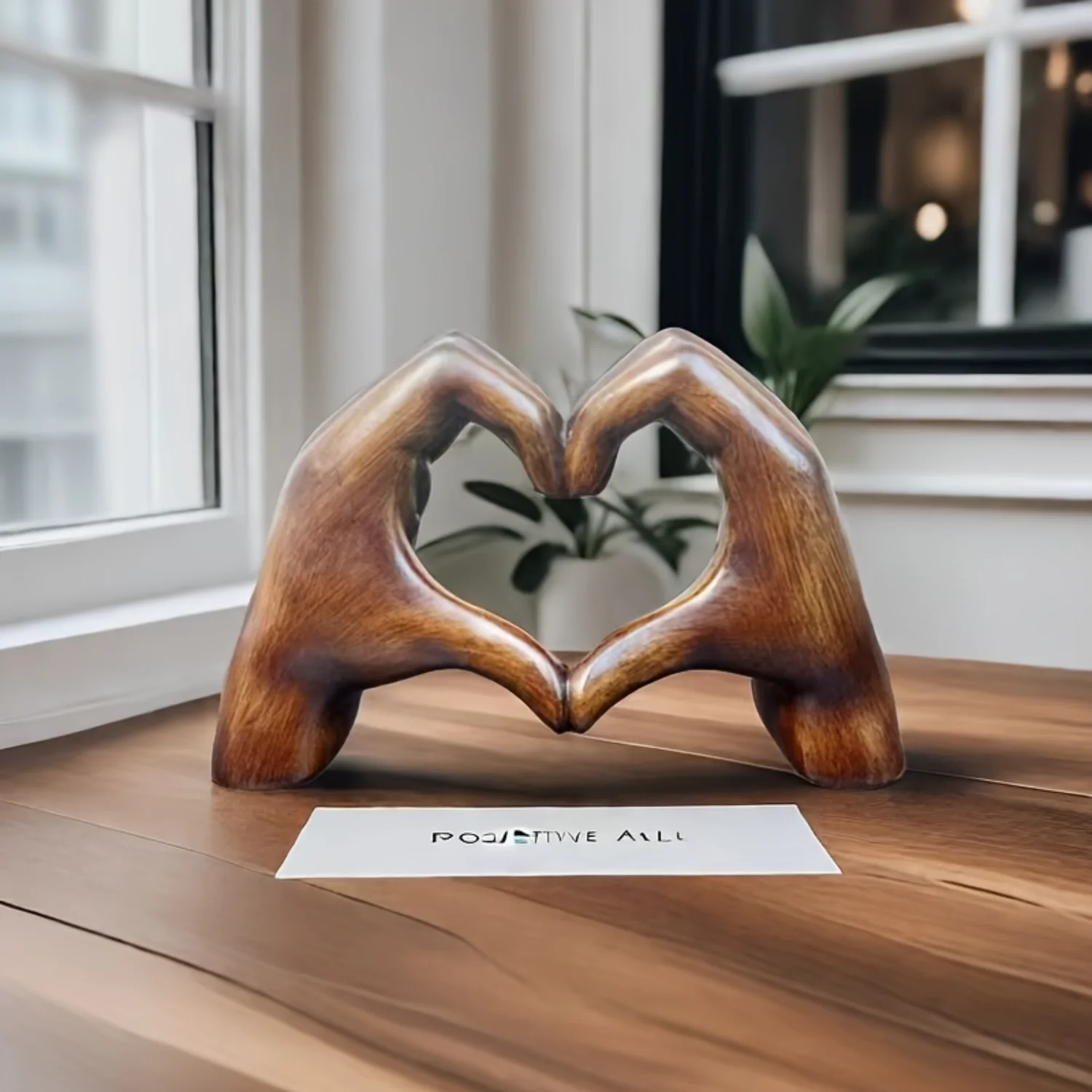 

Hand Gesture Love Sign Modern Art Sculpture - Resin Wood Grain Finish, Personalized Decor, Wedding Gift, Table Decoration - Perf