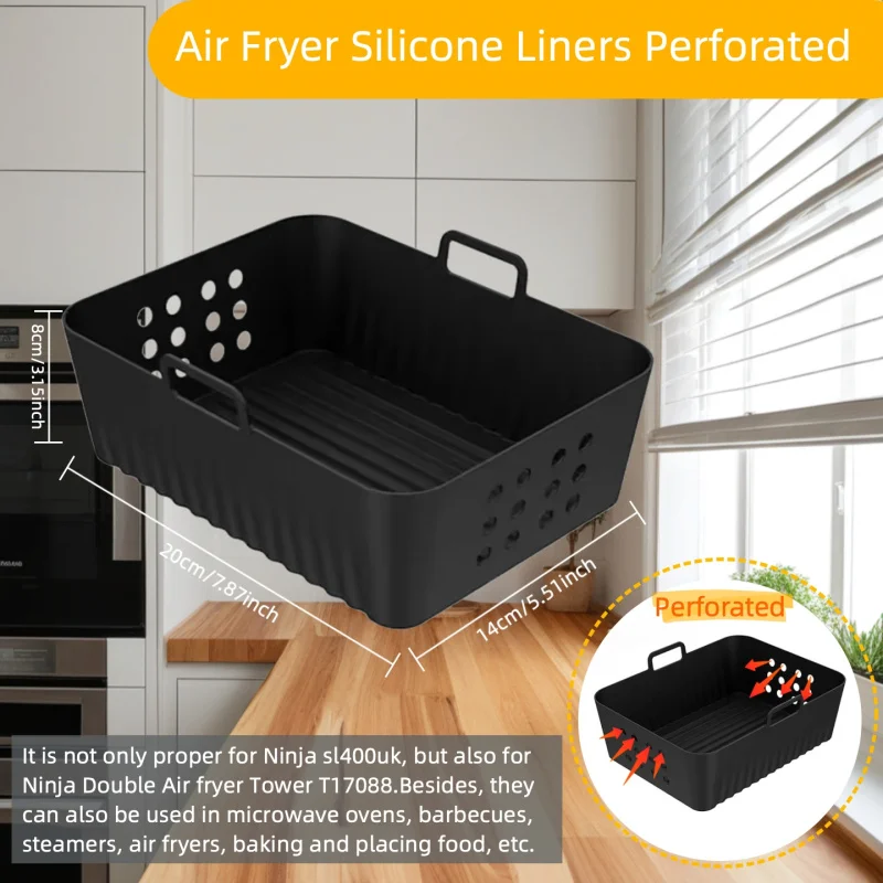 Multiple Air Fryer Silicone Tray Oven Baking Basket Liner Insert Dish Fried Chicken for Airfryers Accessories Multiple Models
