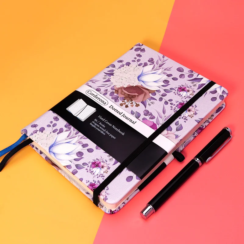 bala floral b5 pontilhada journal elastico 160gsm papel grosso capa dura caderno 01