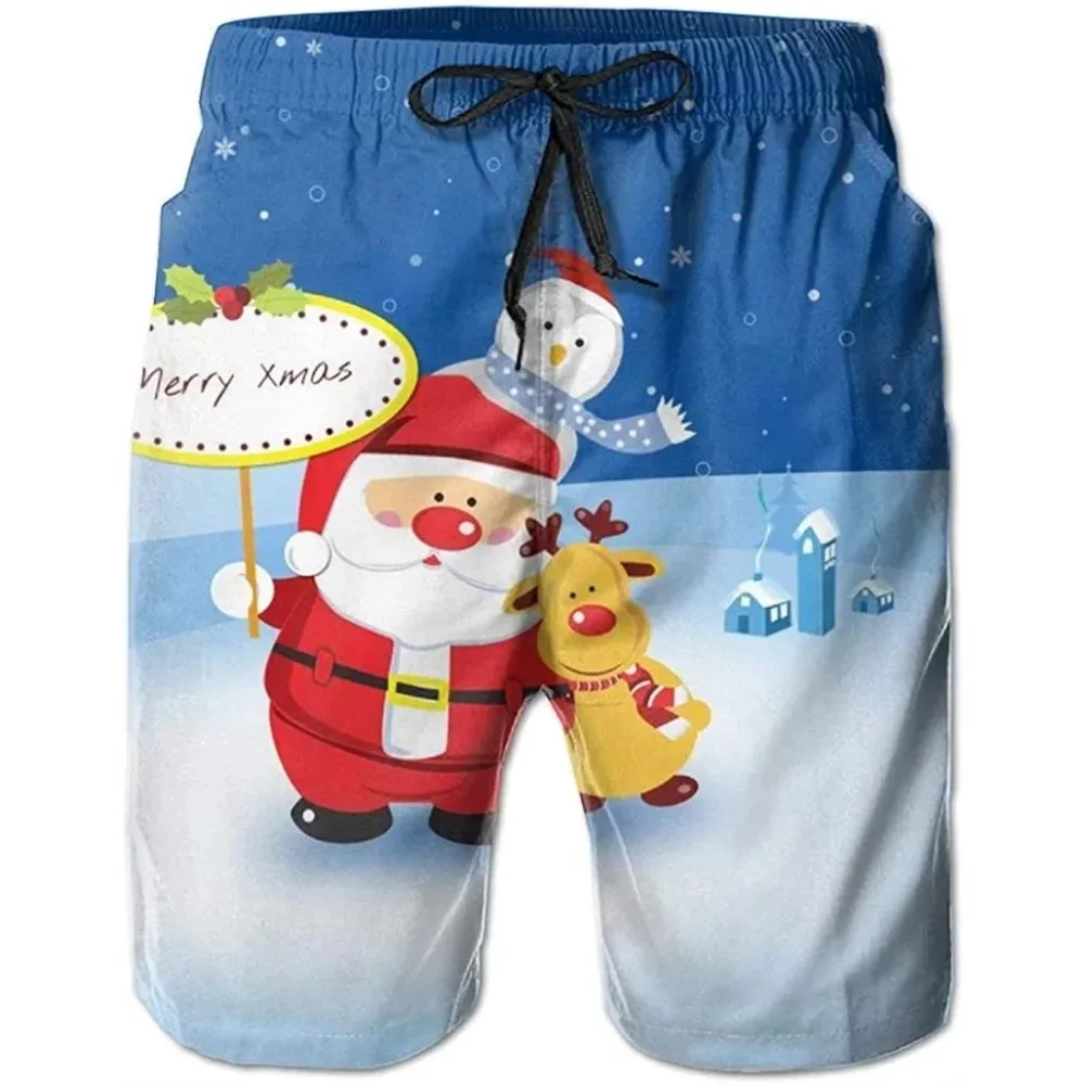 

Santa Claus Xmas Graphic Beach Shorts 3D Merry Christmas Printing Board Shorts Fashion Mens Swim Trunks Pants Hombre Y2k Pants