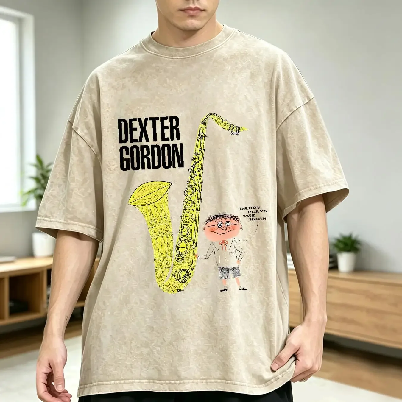washed T Shirt Vintage Dexter Gordon Jazz Daddy Plays The Horn Size S M L XL 2XL long or short sleeves vintage Washed