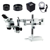 KUAIQU 3.5X-90X Industry PCB Measurement Stereo Mobile Phone Repair Trinocular Microscope With 20MP VGA Camera LED Ring Light