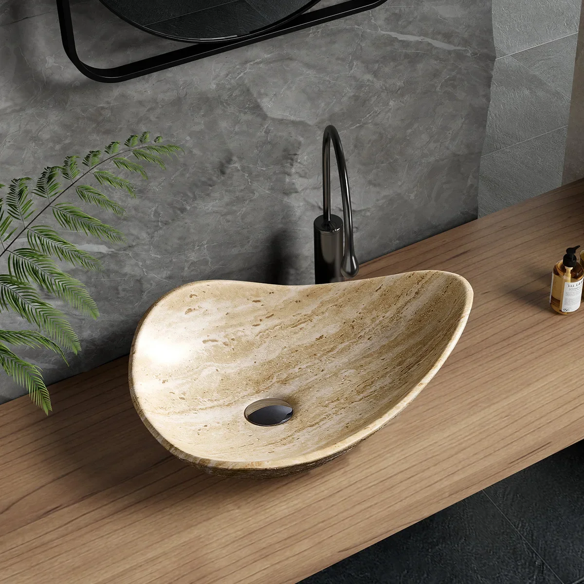 Outdoor courtyard platform irregular creative art basin wash basin household bathroom artificial stone wash basin