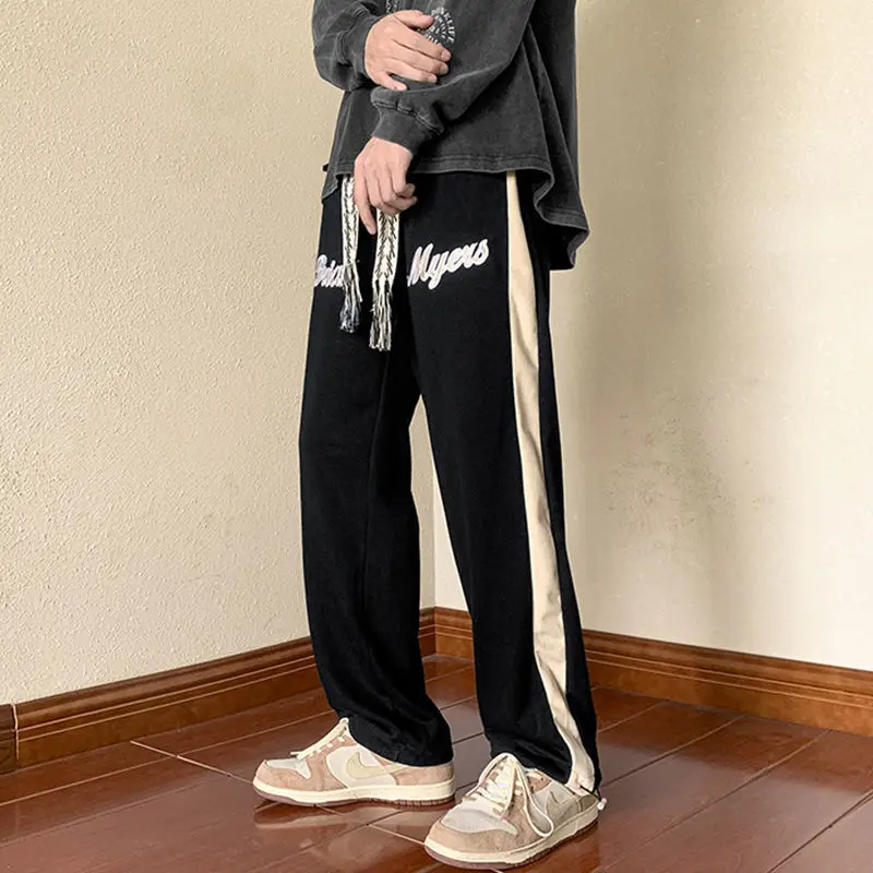 ワイドレッグ アメリカン スウェットパンツ メンズ 春秋 キャンパス カジュアル ルーズ