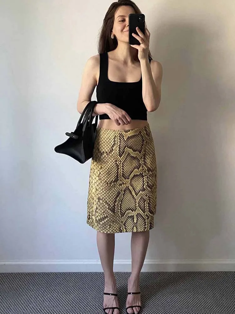 Fashion Snake Pattern Straight Skirt For Women High Waist Slim Long Skirt Ins Hot Streetwear Female Skirt Summer New 2026