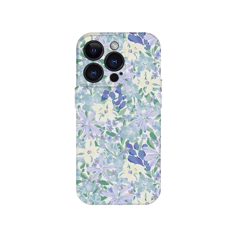 

Ins Blue Quiet Flower Field Phone Case for IPHONE 17 Air 16E 15 PROMAX 14 Plus 13 12 MINI 11 PRO 16Plus XR Acrylic Phone Cover