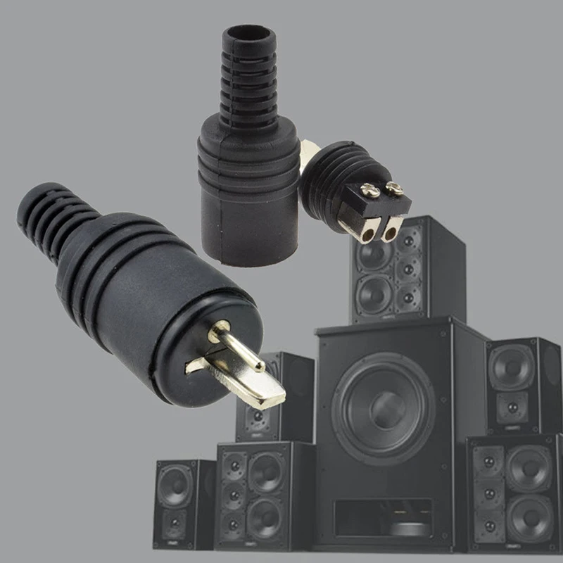 

2pcs 2 Pin Black DIN Plug Speaker And HiFi Connector Screw Terminals Connector Power Signal Plug Adapters